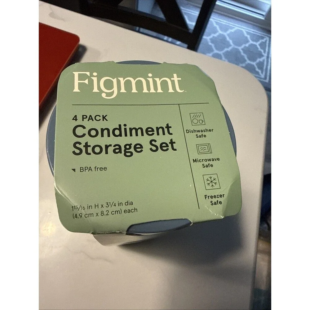 Figmint 4pc Condiment Storage Set BPA-Free Round Snap Lids Microwave/Freezer